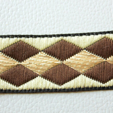 Brown And Beige Embroidery Fabric Lace Trim, Approx. 25mm Wide